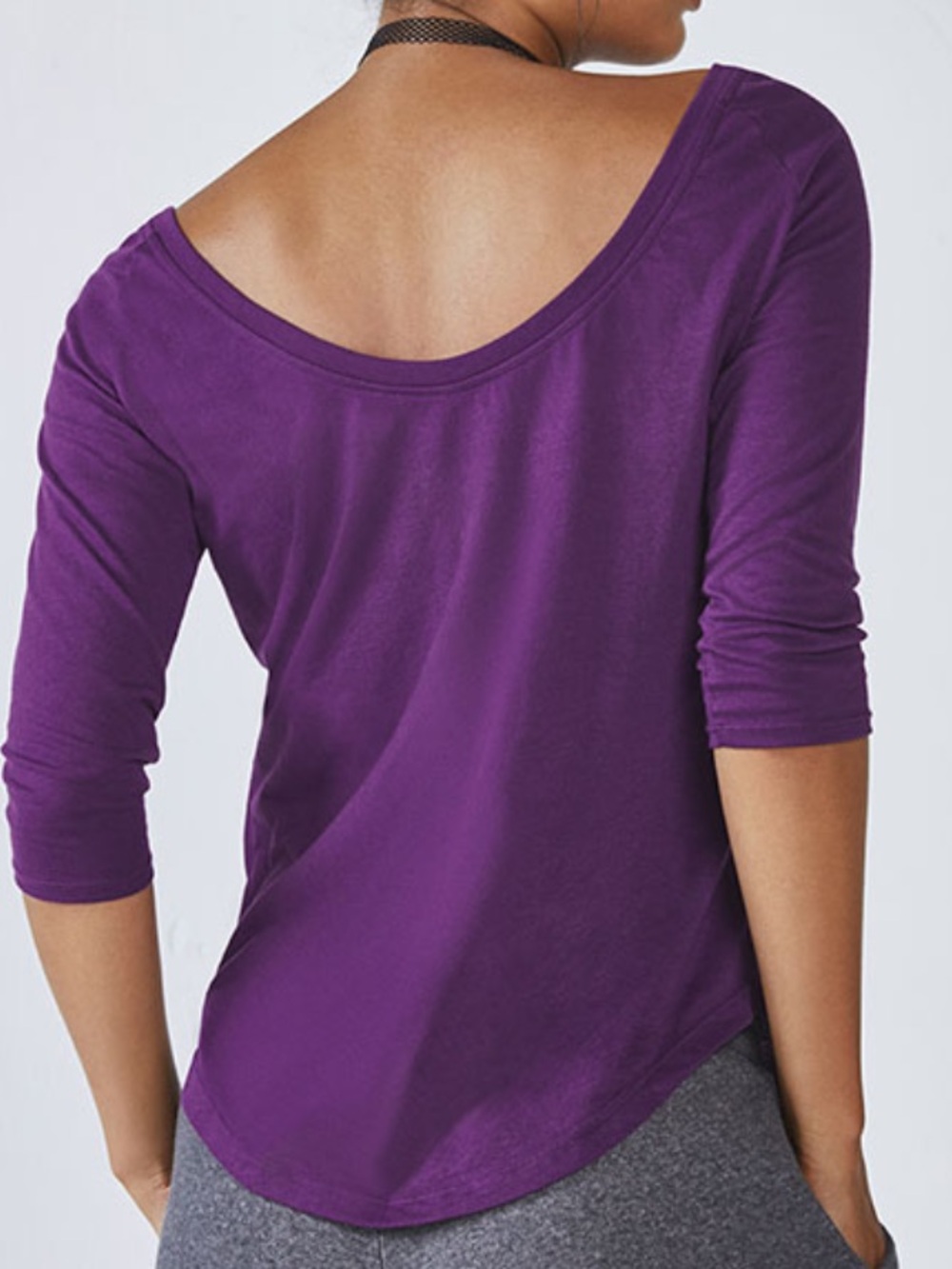 Fabletics palisades purple scoop back tee shirt top size S/M